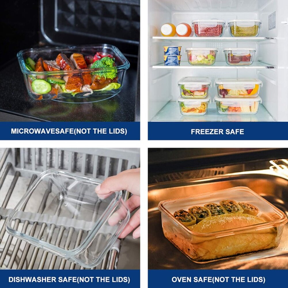Bayco Set of 6 Meal Prep Glass Containers NEW - Picture 10 of 10